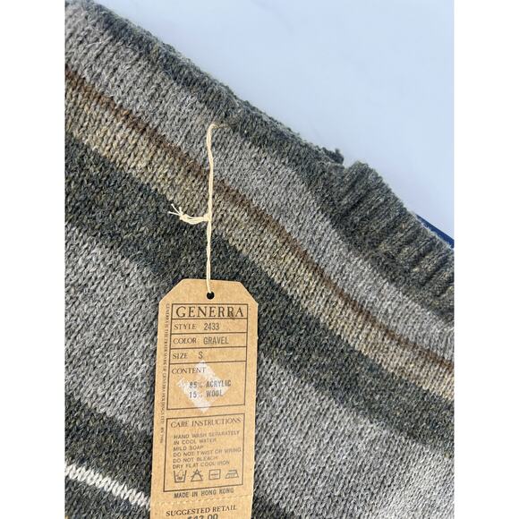 Vintage Generra Sweater Womens Small Gray Brown Wool Blend Pullover New - Picture 9 of 9